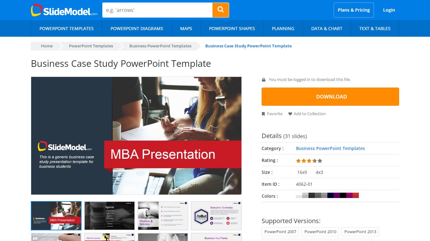 Business Case Study PowerPoint Template - SlideModel